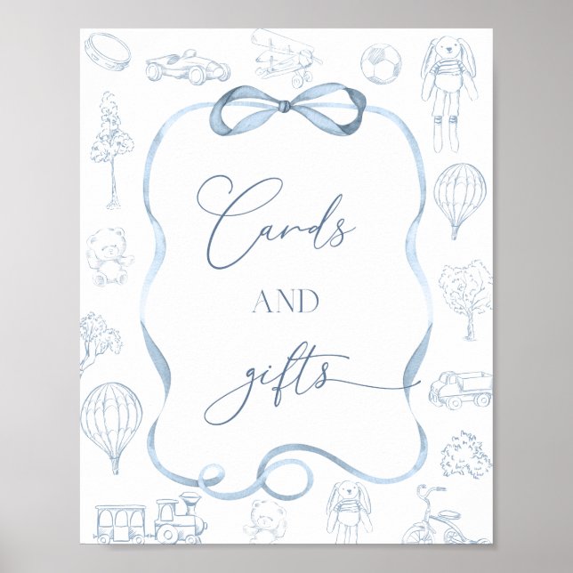 Poster Toile de Jouy Blue Nursery Cartes et cadeaux (Devant)