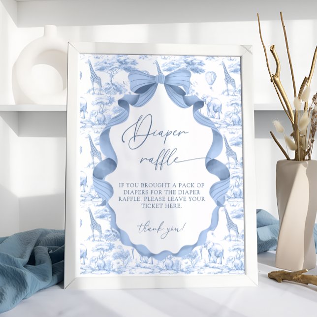 Poster Toile de Jouy Blue Safari Animaux Repas de couches (Créateur téléchargé)