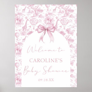 Poster Toile de Jouy Safari Baby Shower Bienvenue