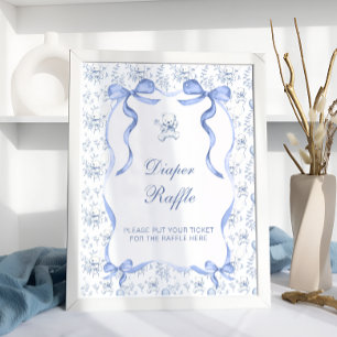 Poster Toile De Jouy Teddy Ours Baby shower Déchets Raffi