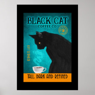 Poster Toile de la société de café en chat noir
