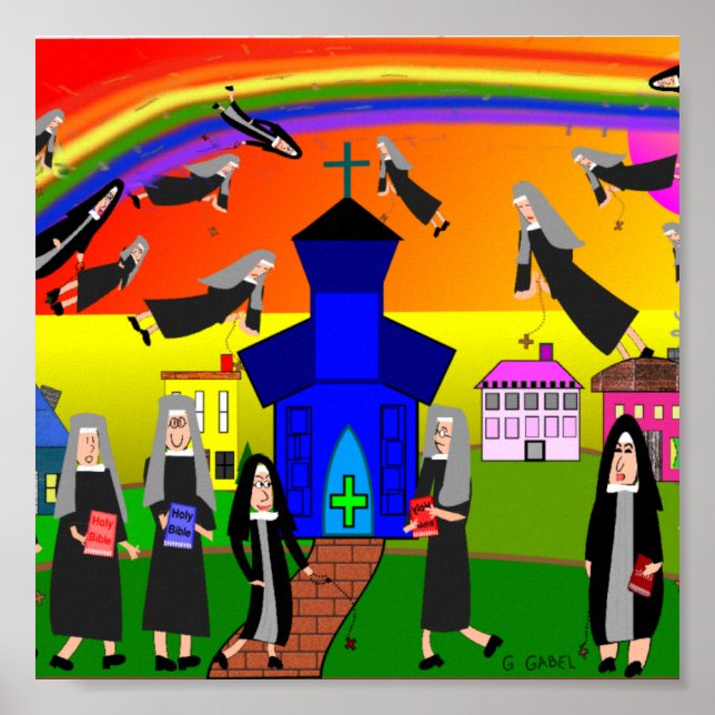 Poster Toile de soeurs Whimsical Art "Soeurs Volantes" (Devant)