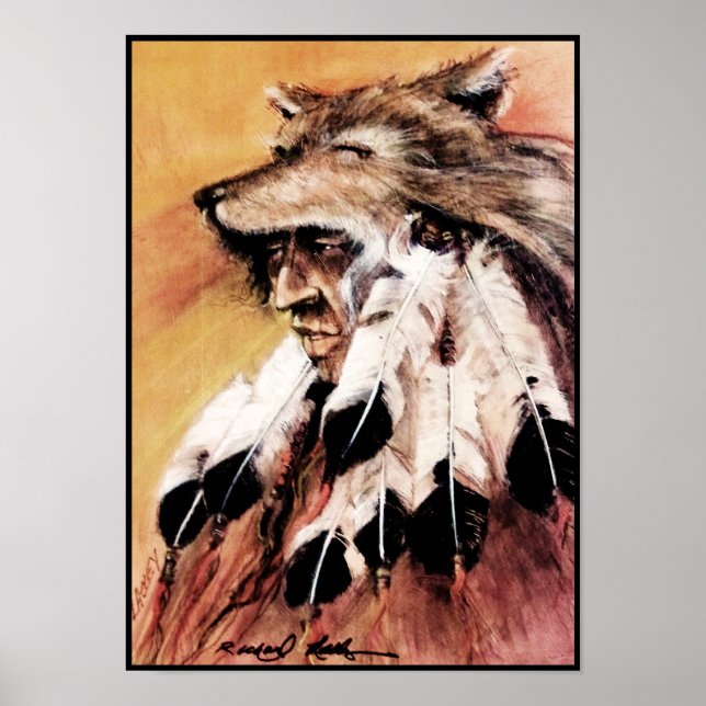 Poster Toile en coiffure de loup (Devant)