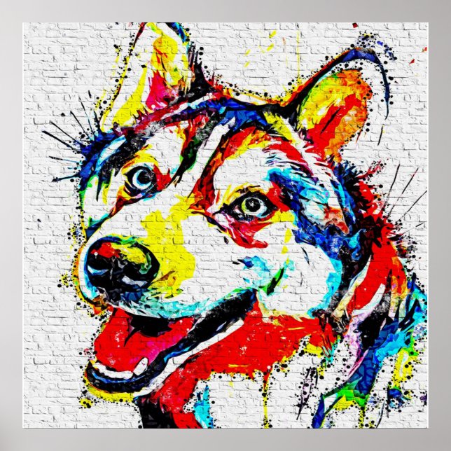 Poster Toile Husky (Devant)