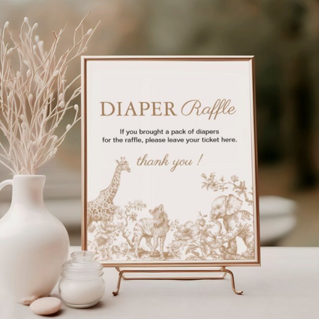 Poster Toile Safari Baby Shower Diaper Raffle Sign (Créateur téléchargé)