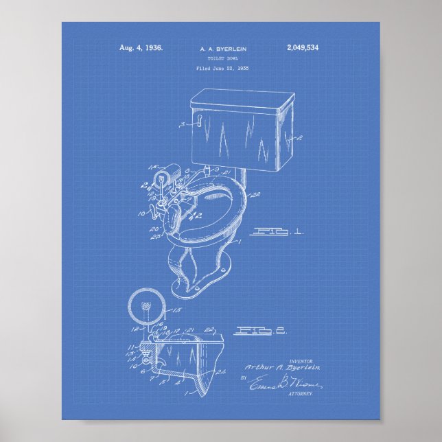 Poster Toilet Bowl 1936 Brevet d'art Plan directeur (Devant)