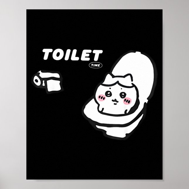 Poster Toilet Time Chikawa Meme Tee  (Devant)