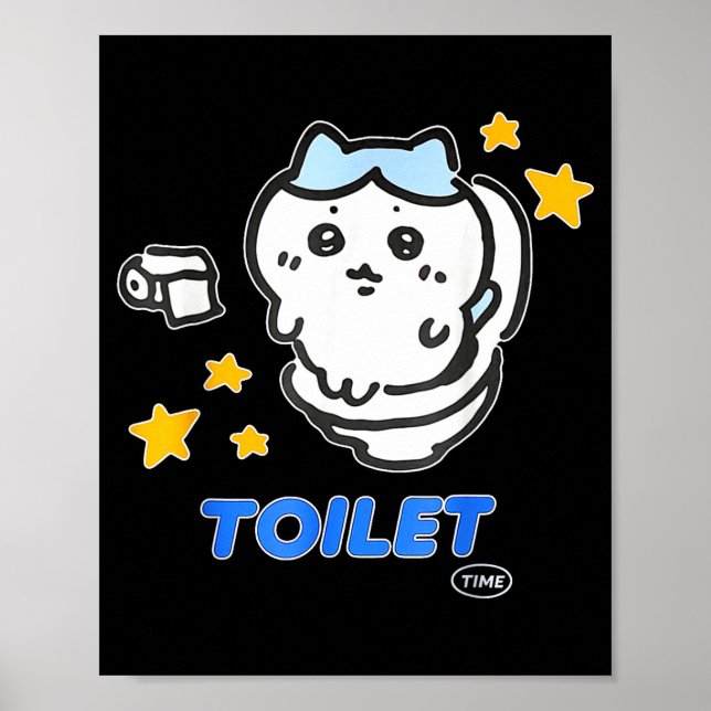 Poster Toilet Time Chikawa Meme Tee  (Devant)
