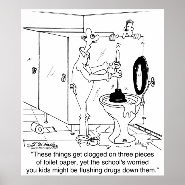 Poster Toilettes avec trois feuilles de TP (Devant)