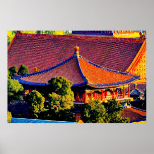 Poster Toit du Pavillon Bleu  Ville interdite