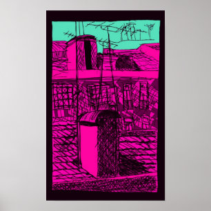 Poster toit en lisbonne