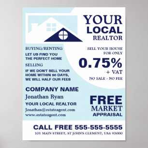 Poster Toit Tops, Realtor, Agent immobilier Publicité