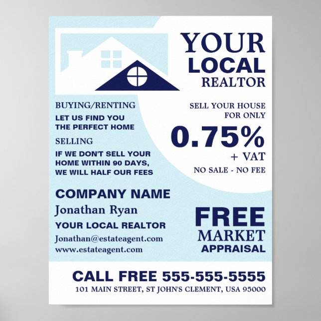 Poster Toit Tops, Realtor, Agent immobilier Publicité (Devant)