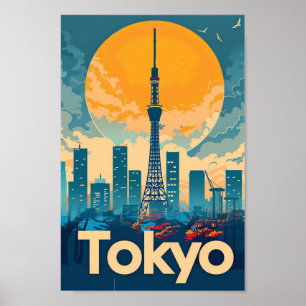 Poster Tokyo City Japon Vintage Retro Voyage Illustration