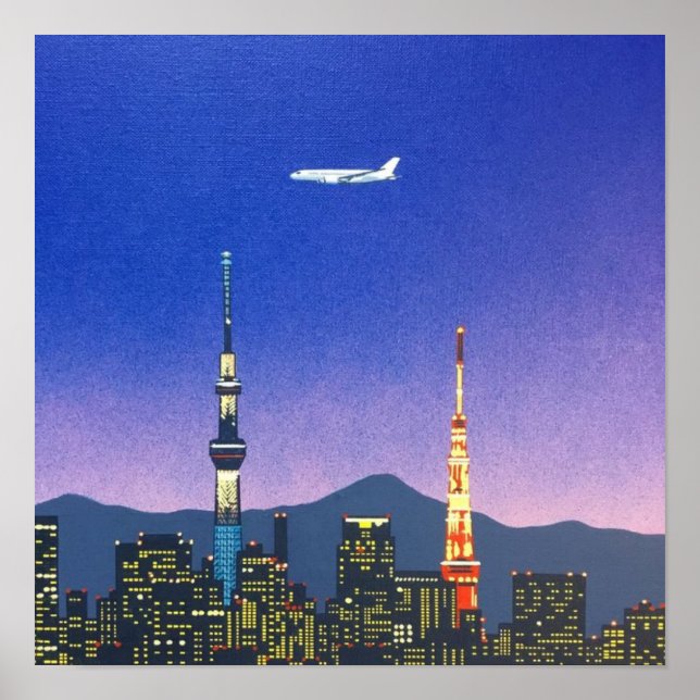 Poster Tokyo Japan Skyline 80s Hiroshi Nagai Art (Devant)