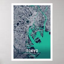 Tokyo - Japon Carte de la ville bleue foncée
