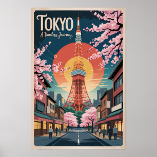 Poster Tokyo Japon Illustration Voyage Art Rétro