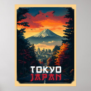Poster Tokyo, Japon : Mont Fuji et Cityscape
