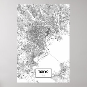 Poster Tokyo, Japon (noir sur blanc)