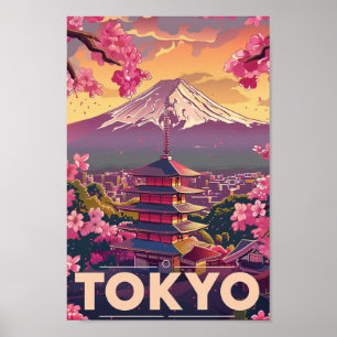 Poster Tokyo Japon Vintage célèbre lieu de voyage