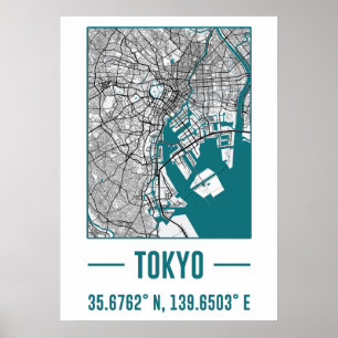 Poster tokyo Plan de ville minimaliste, tokyo Carte de vi