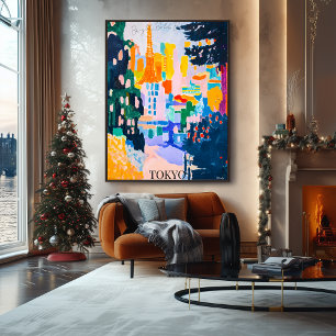 Poster Tokyo Skyline avec tour dans le style artistique f