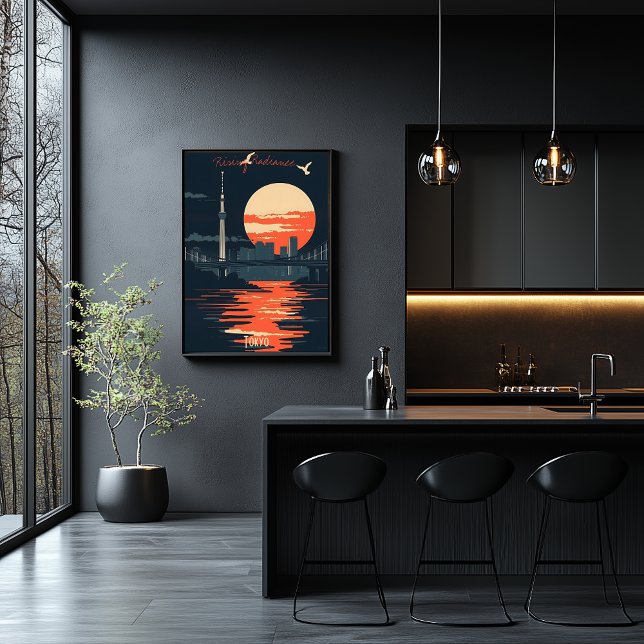 Poster Tokyo Sunset - Silhouettes urbaines Skyline (Créateur téléchargé)