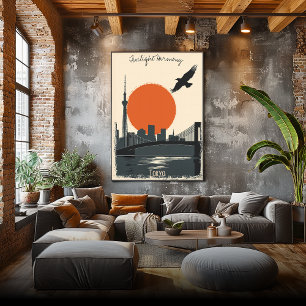 Poster Tokyo Twilight - Réflexions minimalistes sur Skyli