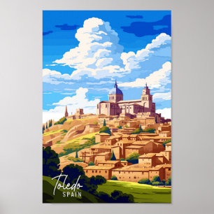 Poster Toledo Espagne Art illustration de voyage vintage