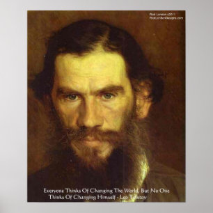 Poster Tolstoï "Change Yourself" Citation de sagesse
