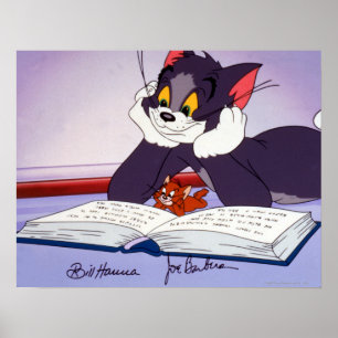 Poster Tom Et Jerry Lecture Livre Autographié