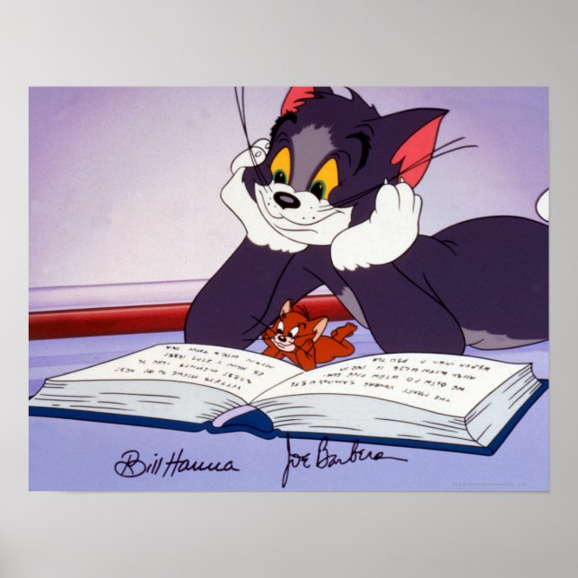 Poster Tom Et Jerry Lecture Livre Autographié (Devant)