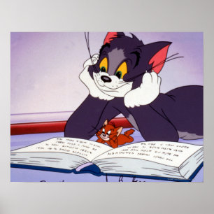 Poster Tom Et Jerry Lecture Livre Autographié