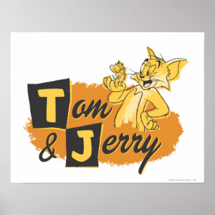Poster Tom et Jerry Mouse en Paw Logo