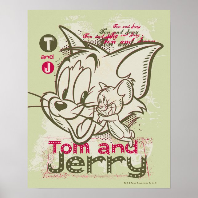 Poster Tom et Jerry Pink et Green (Devant)