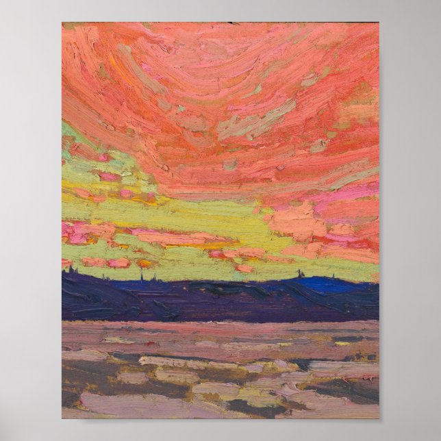 Poster Tom Thomson Peinture Sunset Ontario Land (Devant)
