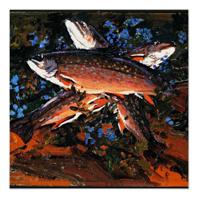 Poster Tom Thomson - Trois truites (Devant)