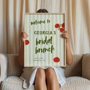 Poster Tomates Bandes Vertes Bienvenue au Petit-Déjeuner