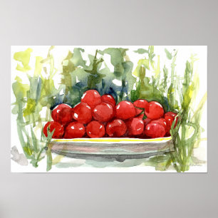 Poster Tomates Cerises Jardin Légume Aquarelle