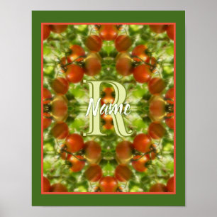 Poster Tomates de jardin personnalisées avec initiale de