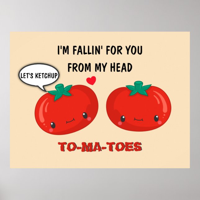 Poster Tomates en amour Cute Romantique Saint Valentin (Devant)