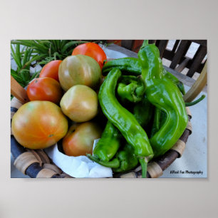 Poster Tomates et Poivrons Verts dans un Panier