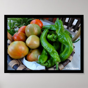 Poster Tomates et Poivrons Verts dans un Panier