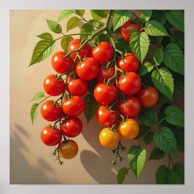 Poster Tomato Plant Gardening Themed Summer Vibes (Devant)
