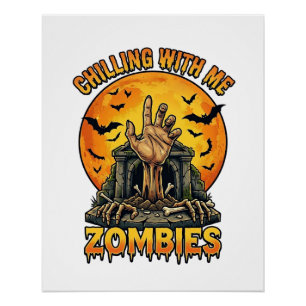 Poster Tombes de main de zombies glaçants Chauves-souris