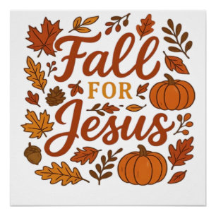 Poster Tombez Pour Jésus Citrouille D'automne Foi Chrétie