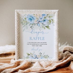 Poster tombola de couche de feuilles d'eucalyptus bleu fl