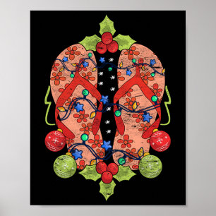 Poster Tongs de Noël Lumières Été Tropical Noël I