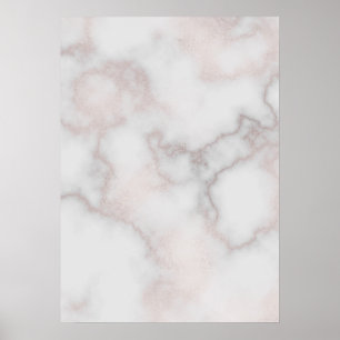 Poster Tons bleus rose rose or blanc marbre motif