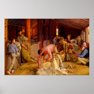 Poster Tonte des béliers Tom Roberts 1890 Art australien
